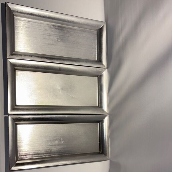3 Silver Rectangular charger plates. - Picture 1 of 5